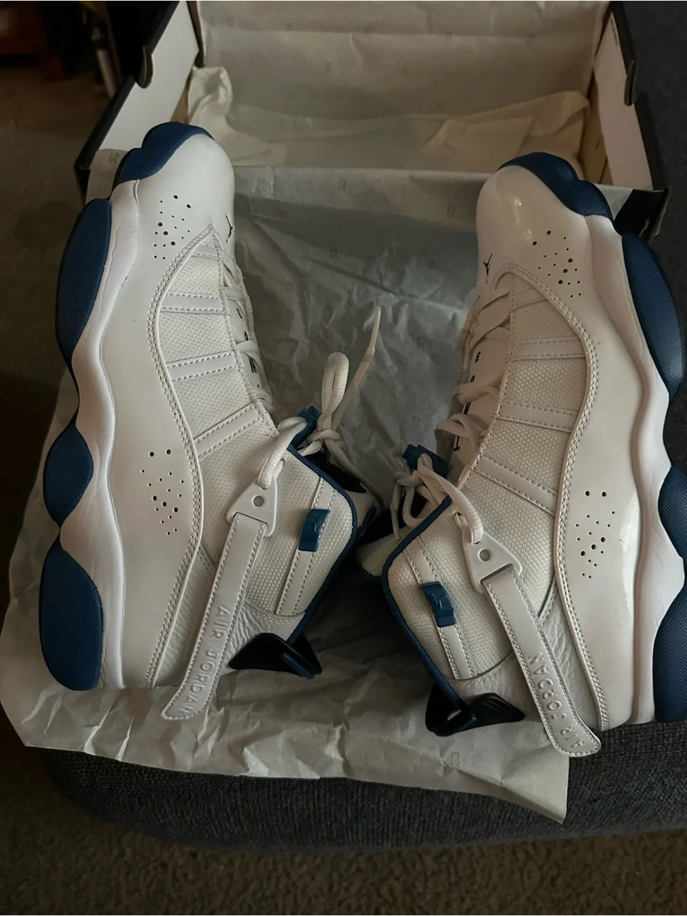 Jordan Men's Blue and Black 6 rings Sneakers